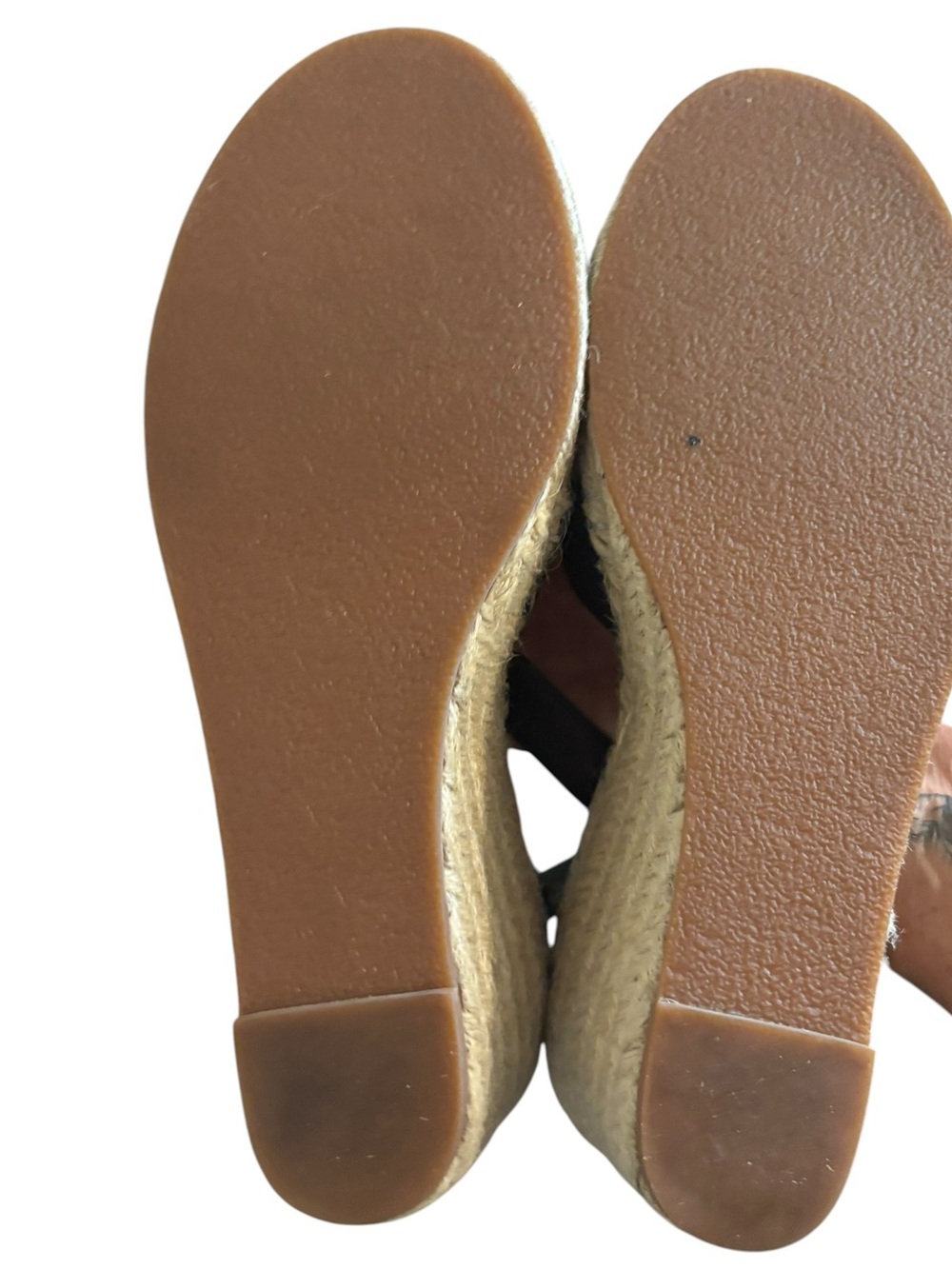 Caslon Black Leather Espadrille Wedge Sandals with Ankle Tie - Picture 7 of 9